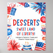 4 juli Patriottische Vuurwerk Zomer Dessert Teken Poster (Voorkant)