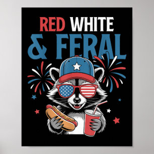 4 juli patriottische wasbeer grappige quote rood w poster
