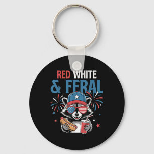 4 juli patriottische wasbeer grappige quote rood w sleutelhanger