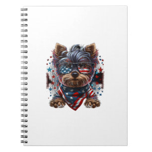 4 juli Patriottische Yorkie Hond Amerikaanse vlag Notitieboek