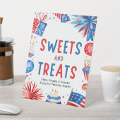 4 juli Patriottische zomer snoep en traktaties Tek Reclamebord Met Voetstuk (Insitu)