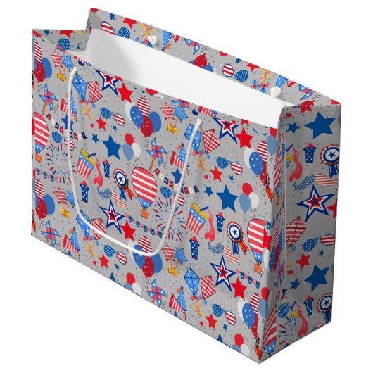 4 juli Patroon 04x4 LGrey BG Groot Cadeauzakje (Voorkant Gekanteld)