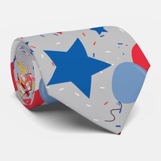 4 juli Patroon 04x4 LGrey BG Stropdas (Opgerold)