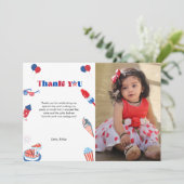 4 juli Patrotische Dag Verjaardag Dank u kaart (Staand voorkant)