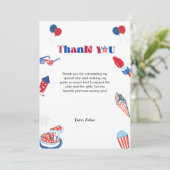 4 juli Patrotische Dag Verjaardag Dank u kaart (Staand voorkant)