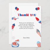 4 juli Patrotische Dag Verjaardag Dank u kaart (Voorkant / Achterkant)