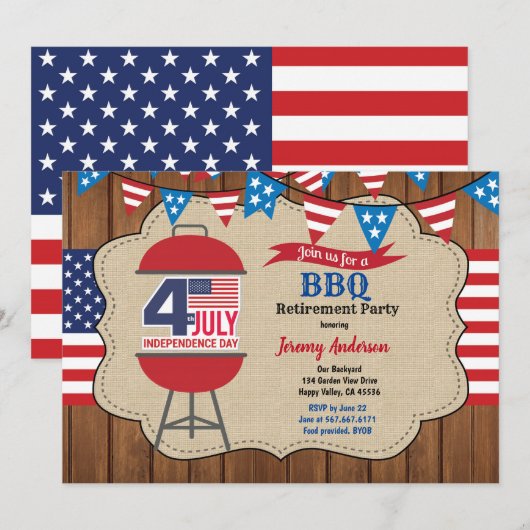 4 juli pensioen feest BBQ viering Kaart (Voorkant / Achterkant)