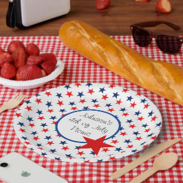 4 juli personaliseert tekstpatriottische picknick papieren bordje