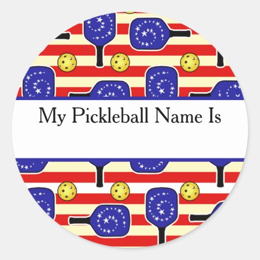 4 juli Pickleball Ladder League Mijn naam is Ronde Sticker (Voorkant)