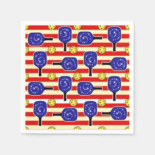 4 juli Pickleball Red White Blue Yellow Balls Servet (Voorkant)