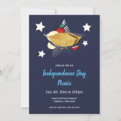 4 juli Picknick Cartoon Apple Pie Invitation Kaart (Voorkant)
