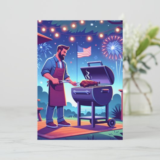 4 juli Picknick Feestje Kaart (Staand voorkant)