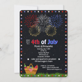 4 juli picknick onder vuurwerk nachtelijke hemel kaart