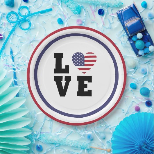 4 juli picknick, rood blauw wit patriottische part papieren bordje (Feest)