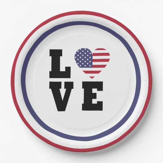 4 juli picknick, rood blauw wit patriottische part papieren bordje (Voorkant)