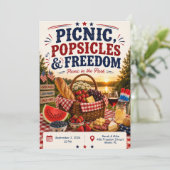 4 juli picknickuitnodiging – Patriottisch Buiten Kaart (Staand voorkant)