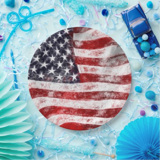 4 juli Picnic Paper Borden, Amerikaanse vlag Papieren Bordje (Feest)