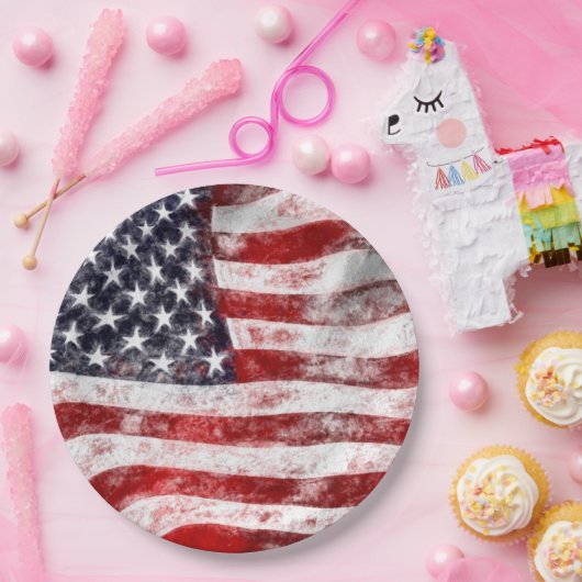 4 juli Picnic Paper Borden, Amerikaanse vlag Papieren Bordje (Feest)