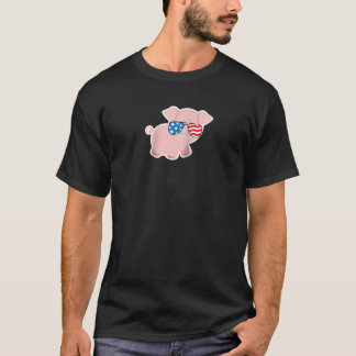 4 juli Piggy Pig Funny Amerikaanse Vlag Verenigde T-shirt