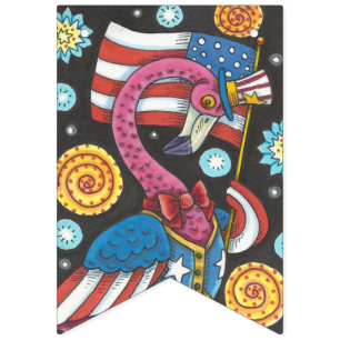 4 JULI PINK FLAMINGO, BIRD BUNTING BANNER