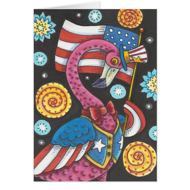 4 JULI PINK FLAMINGO HOLIDAY NOTE CARD Blank (Voorkant)