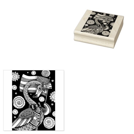 4 JULI PINK FLAMINGO UNCLE SAM RUBBER STEMP RUBBERSTEMPEL (Gestempeld)