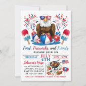 4 juli Pool Party BBQ Vierde juli Uitnodiging (Voorkant)