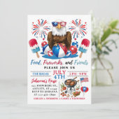 4 juli Pool Party BBQ Vierde juli Uitnodiging (Staand voorkant)