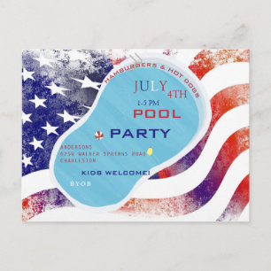 4 juli Pool Party Flag Invitation Briefkaart