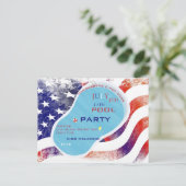 4 juli Pool Party Flag Invitation Briefkaart (Staand voorkant)