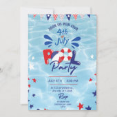 4 juli Pool Party Invitation Bewerkbare Zwemmen Kaart (Voorkant)