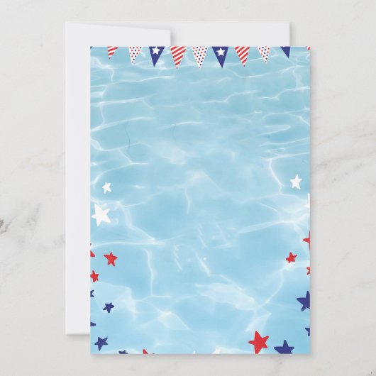 4 juli Pool Party Invitation Bewerkbare Zwemmen Kaart (Achterkant)