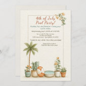 4 juli Pool Party Invitation – Elegant Line Kaart (Voorkant / Achterkant)