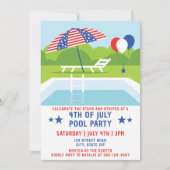 4 juli Pool Party Sterren en Strepen Modern Kaart (Voorkant)