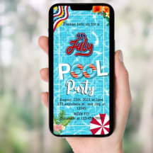 4 juli Pool party Telefoonuitnodigingen