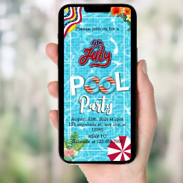 4 juli Pool party Telefoonuitnodigingen Kaart