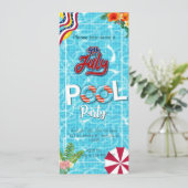 4 juli Pool party Telefoonuitnodigingen Kaart (Staand voorkant)