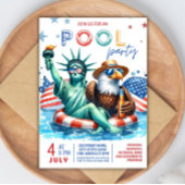 4 juli Pool Party Uitnodiging - Onafhankelijkheid