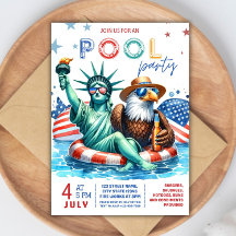 4 juli Pool Party Uitnodiging - Onafhankelijkheid