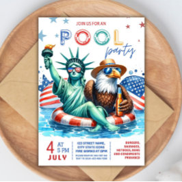 4 juli Pool Party Uitnodiging - Onafhankelijkheid