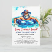 4 Juli Pool Party Uitnodiging - Patriottisch (Staand voorkant)