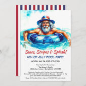 4 Juli Pool Party Uitnodiging - Patriottisch (Voorkant / Achterkant)