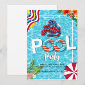 4 juli Pool Party uitnodigingen (Voorkant / Achterkant)