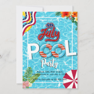 4 juli Pool Party uitnodigingen