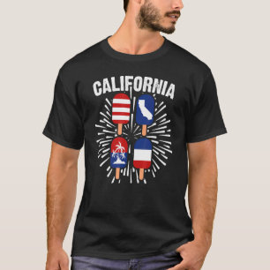 4 juli Popsicle California Patriottic Fireworks T-shirt