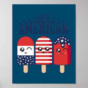 4 juli Popsicle Ice Pop Patriotic US Flag Poster