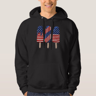 4 juli Popsicle Red White Blue American Flag Hoodie