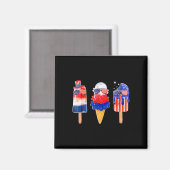 4 juli Popsicle Red White Blue American Flag Magneet (Voorkant / Achterkant)
