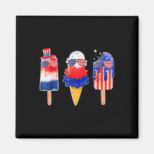 4 juli Popsicle Red White Blue American Flag Magneet (Voorkant)