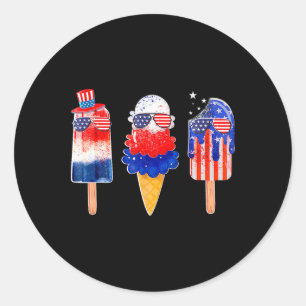 4 juli Popsicle Red White Blue American Flag Ronde Sticker